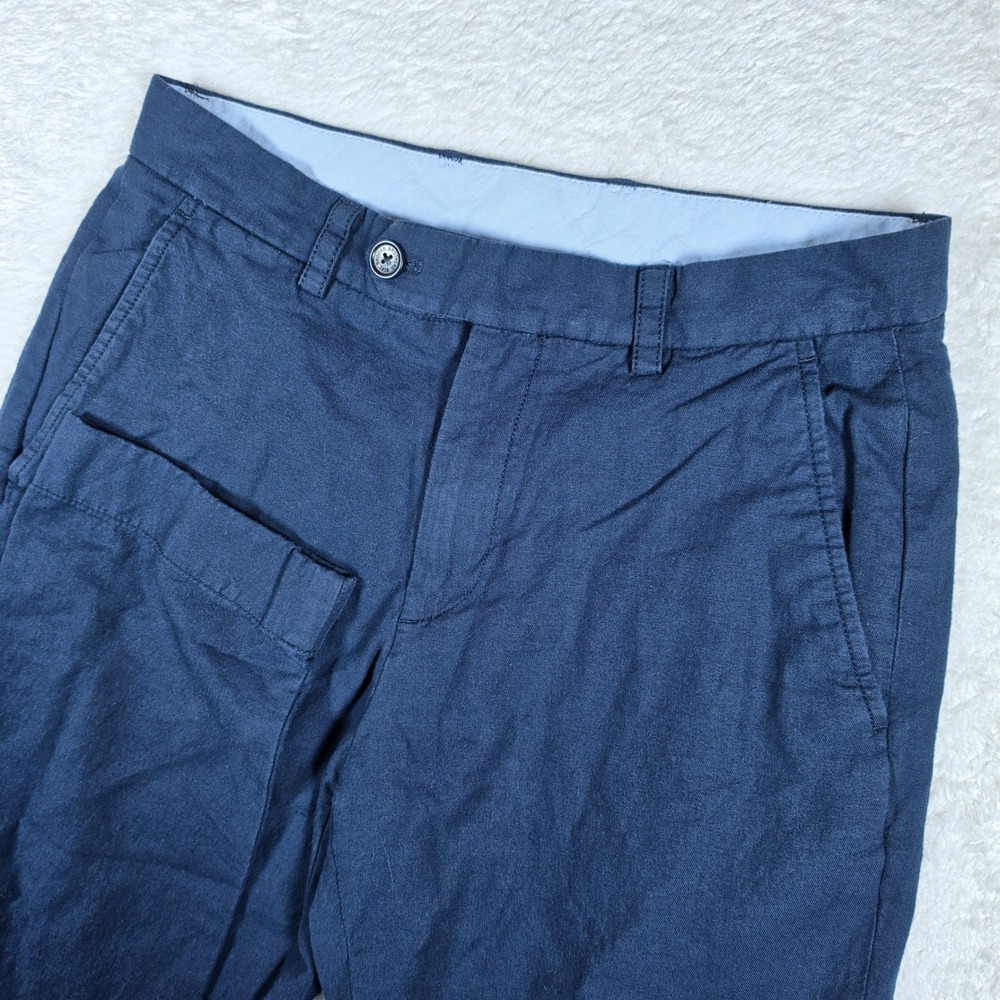 Brooks Brothers Milano Fit Mens 30/32 Navy Blue Linen Cotton Stretch Chinos